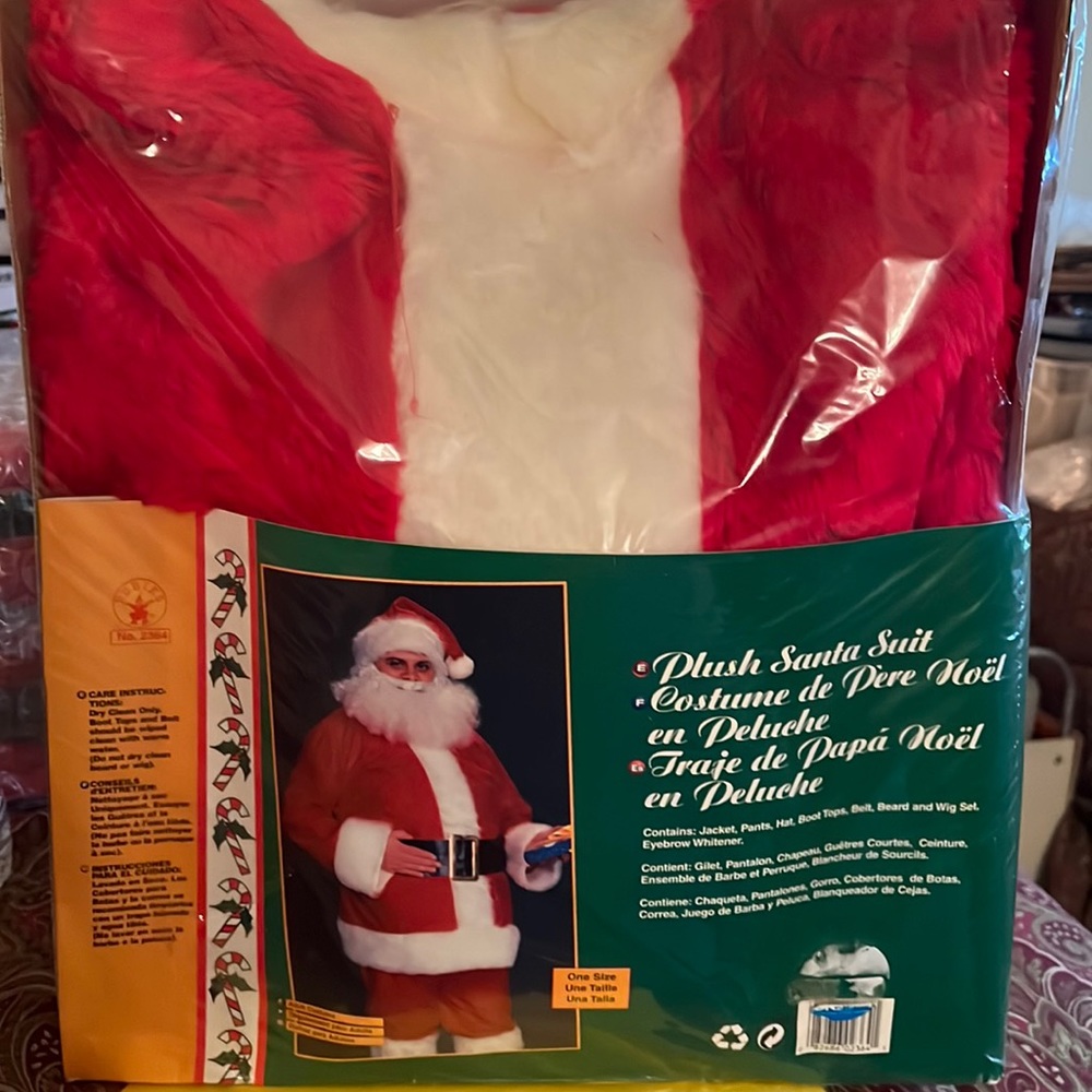 Plush Santa Suit.   New.  One size